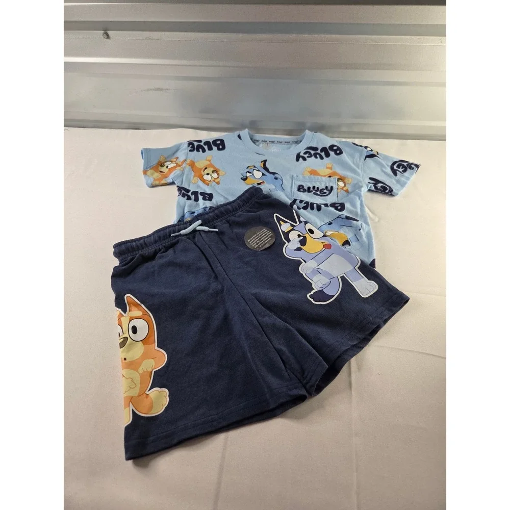 Bluey Kids 2‎ Pack Short Sets Size 5T Bluey and Bingo T-Shirt and Shorts NWT